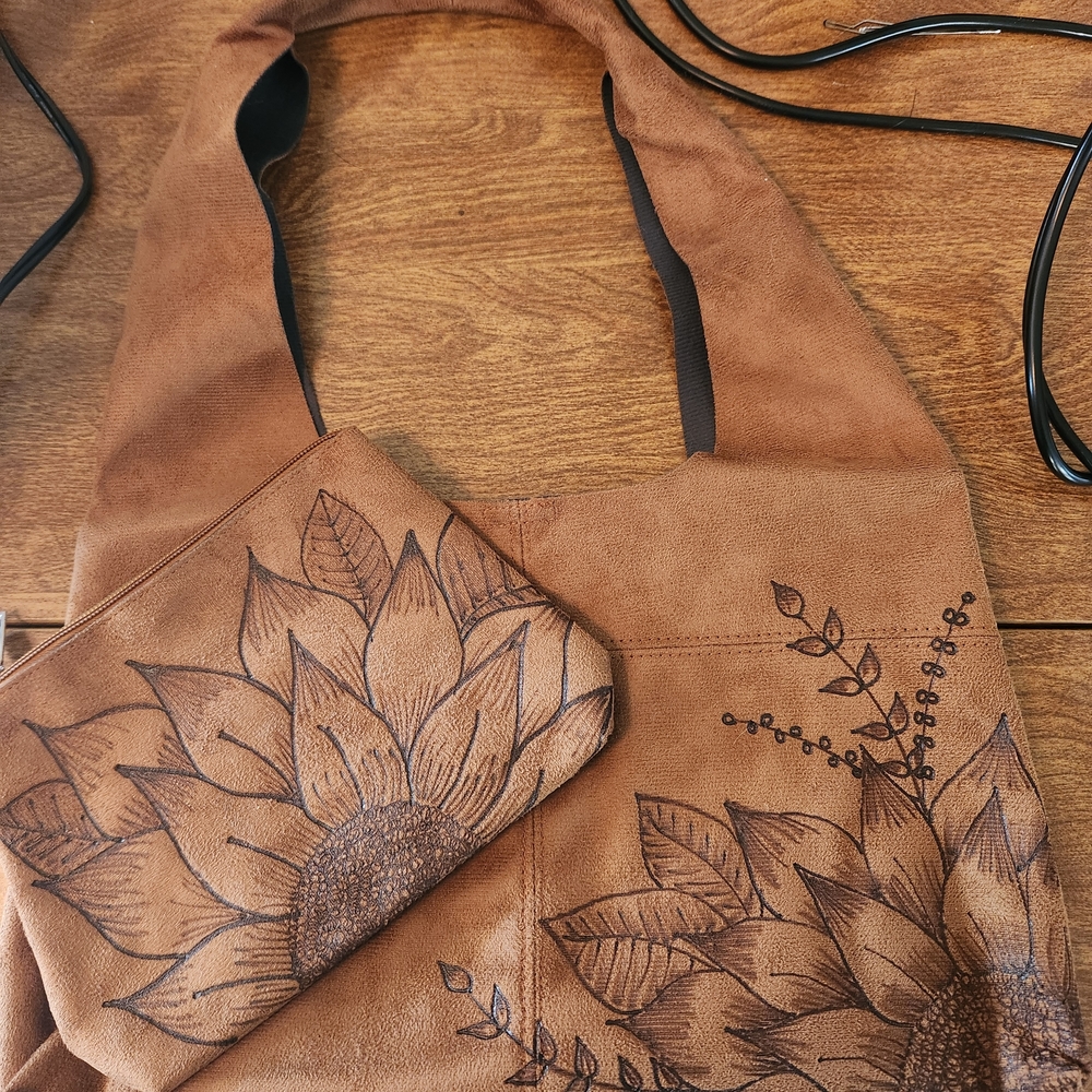 Brown Floral Women Bag Set